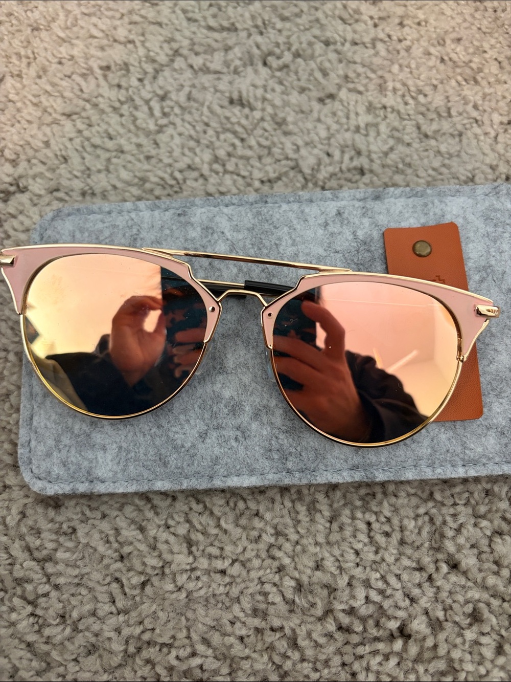Women's Pink Mirror Cat-Eye Sunglasses - Gold Frame